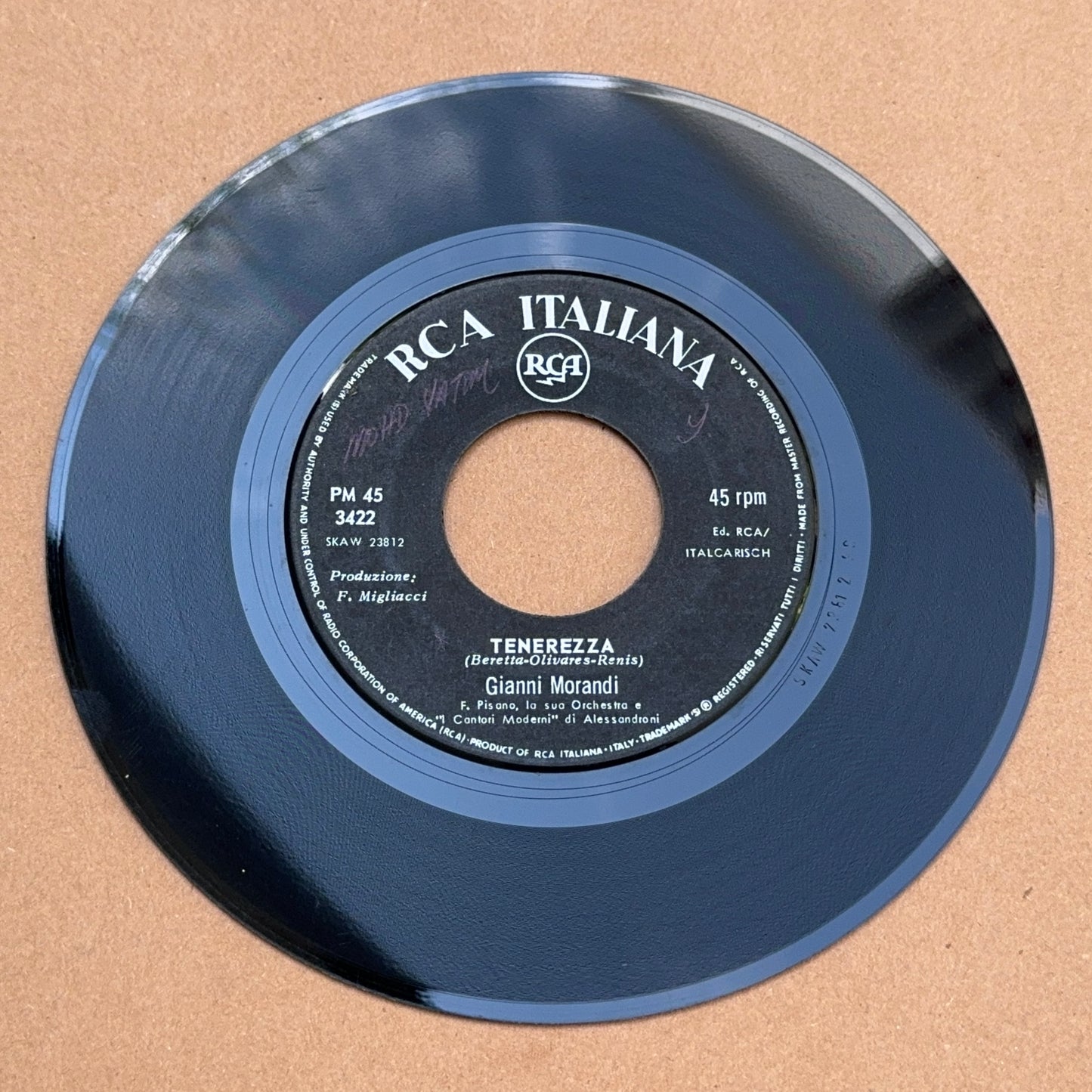 Gianni Morandi - Tenereza / Israel, RCA Italiana PM 45 3422, Italy