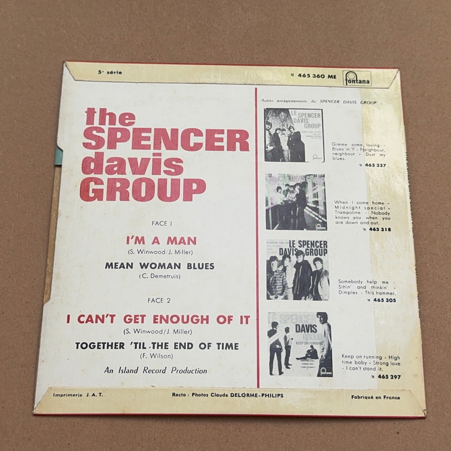The Spencer Davis Group - I'm A Man, Fontana 465360 ME, France
