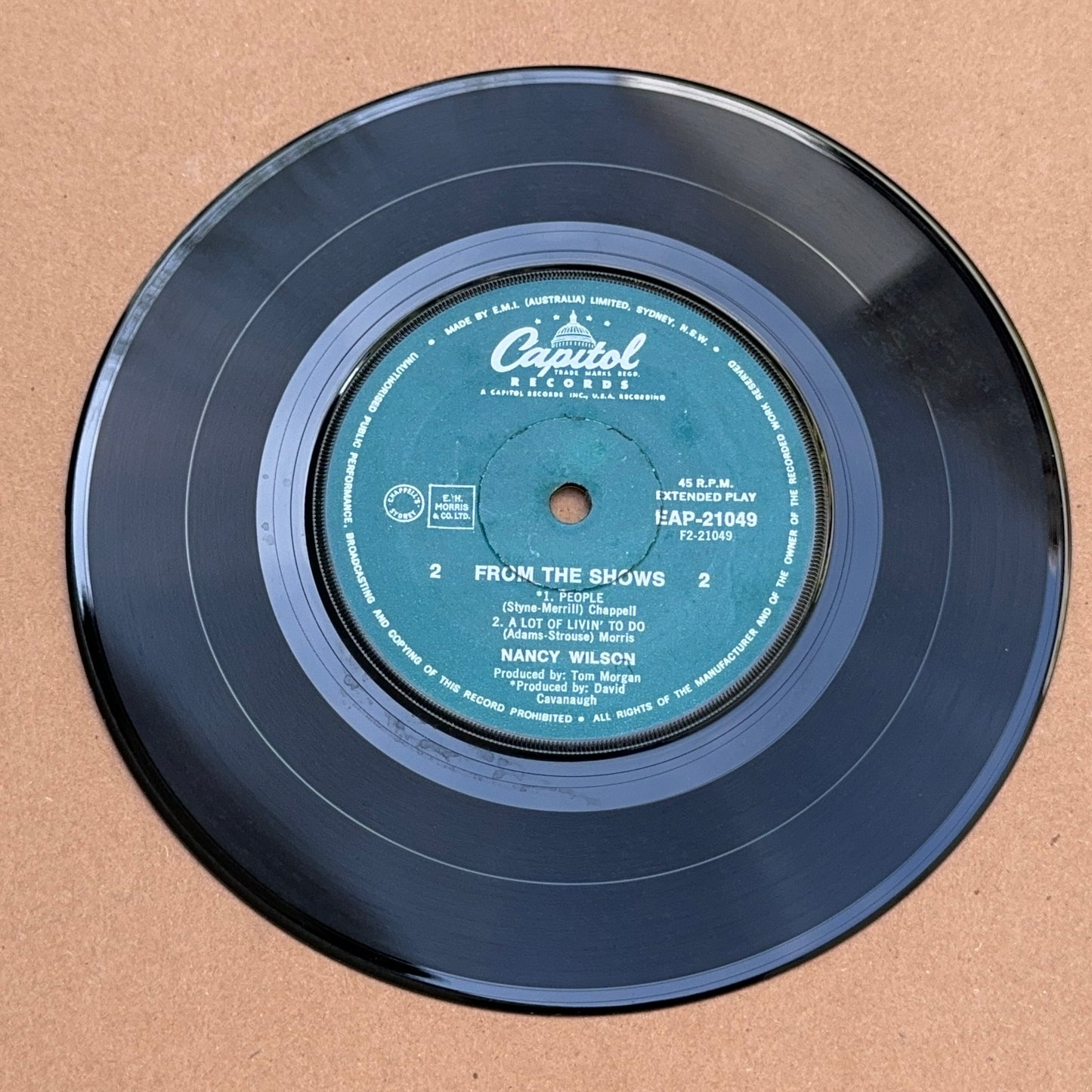Nancy Wilson - From The Shows, Capital Records EAP 21049, Australia
