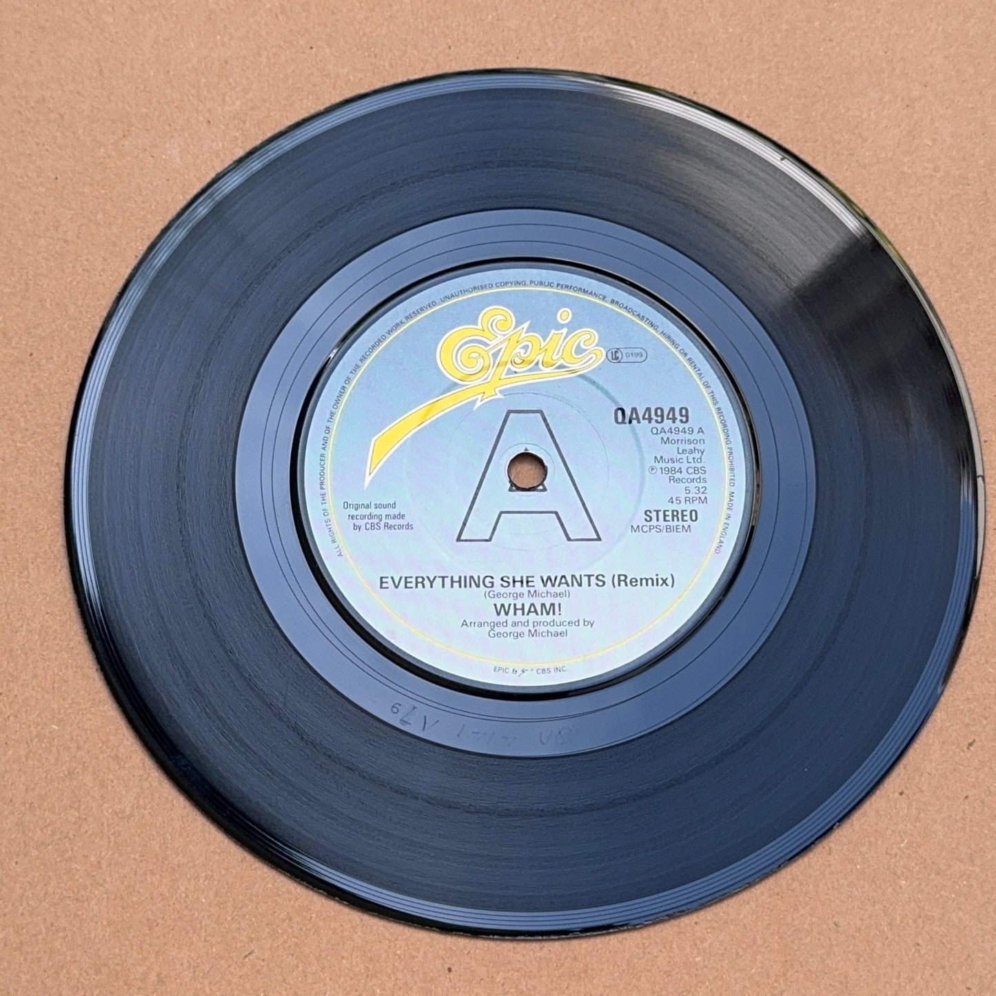Wham! - Everything She Wants (Remix) / Last Christmas, Epic QA 4949, UK